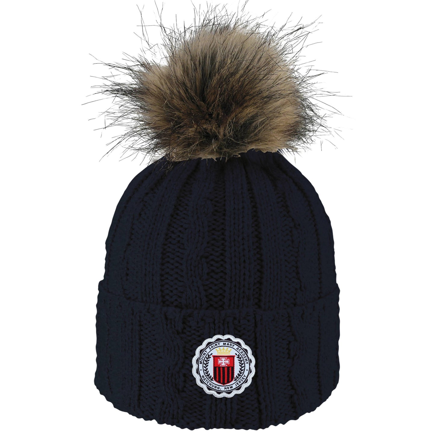 Logofit Navy Blue Pom Pom Beanie w/ School Seal