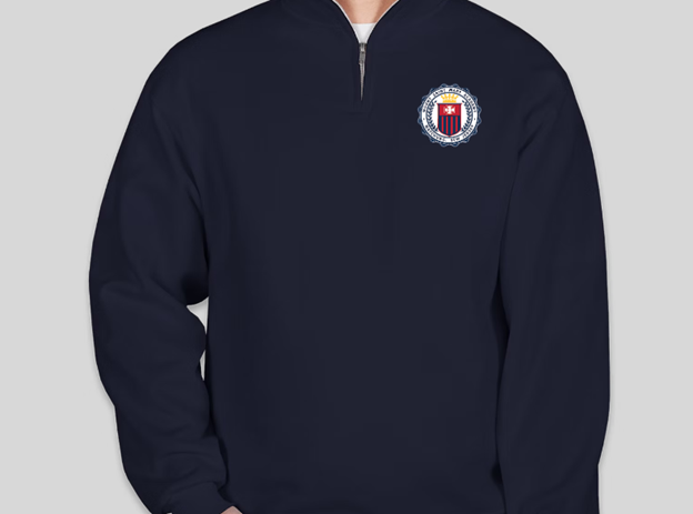 Jerzees Navy 1/4 Zip with School Seal