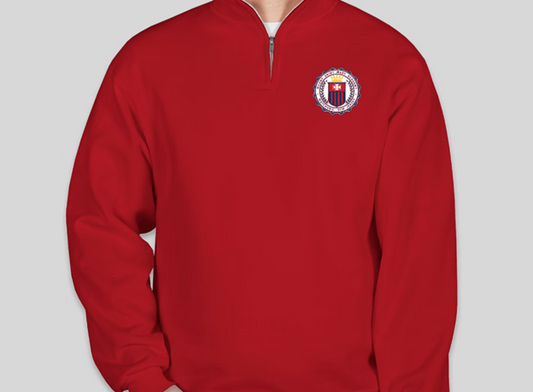 Jerzees Red 1/4 Zip with School Seal